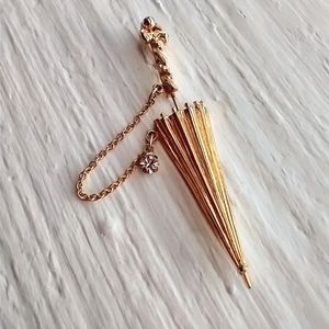 Vintage Gold Tone Celebrity Umbrella Brooch  Pin